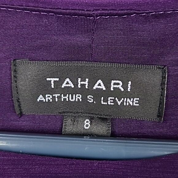 TAHARI Purple Plum Tiered Sheath Dress Matte Jersey MOTB Wedding Party Formal - Picture 7 of 11